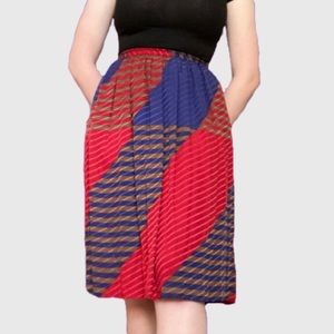 Vintage Silk Patterned Midi Skirt